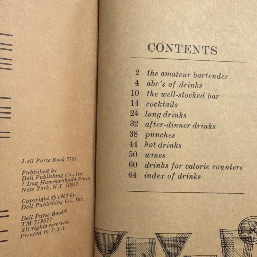 Vintage 1963 Mixing & Serving Drinks Guide Cocktails Recipes‎ Dell Purse Book